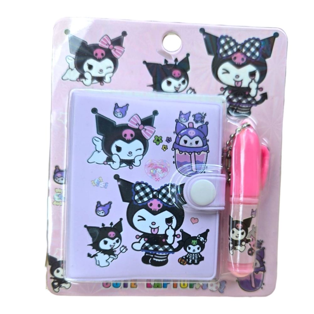 Pink and Purple Stationery Set with Cute Cat Design